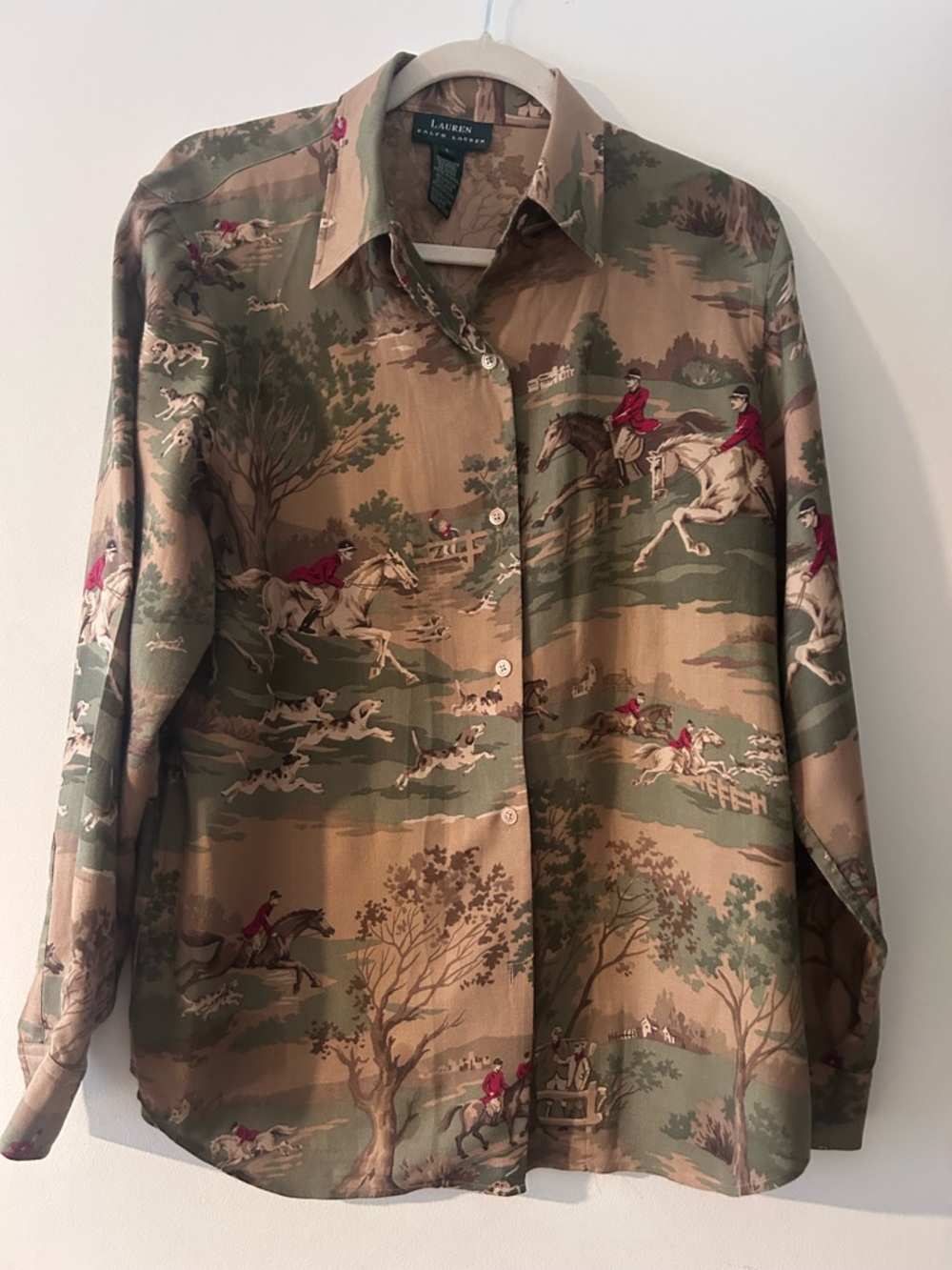 Lauren Ralph Lauren Woman’s  Equestrian Print Vintage Button-Down Shirt